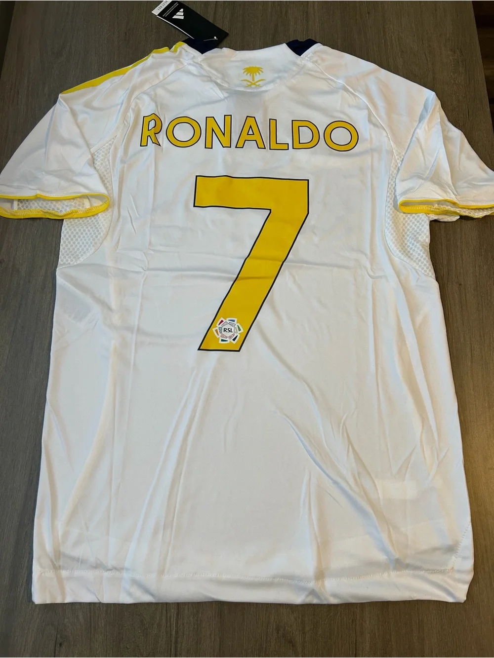 Al- Nassr adidas White, Yellow & Navy KAFD Men's Soccer Polo Jersey